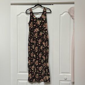 April Cornell Black Floral Maxi Dress S